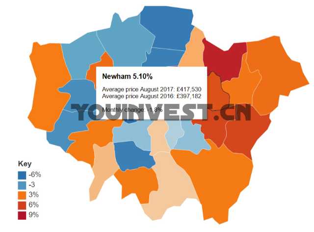 英国房价涨幅趋缓 东伦敦一支独秀持续上涨