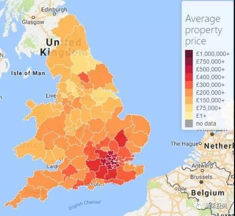 2017年英格兰和威尔士当前平均房产价格统计